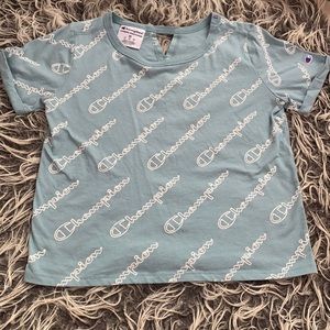 Champion Repeat Logo Cropped Top Tee Shirt
